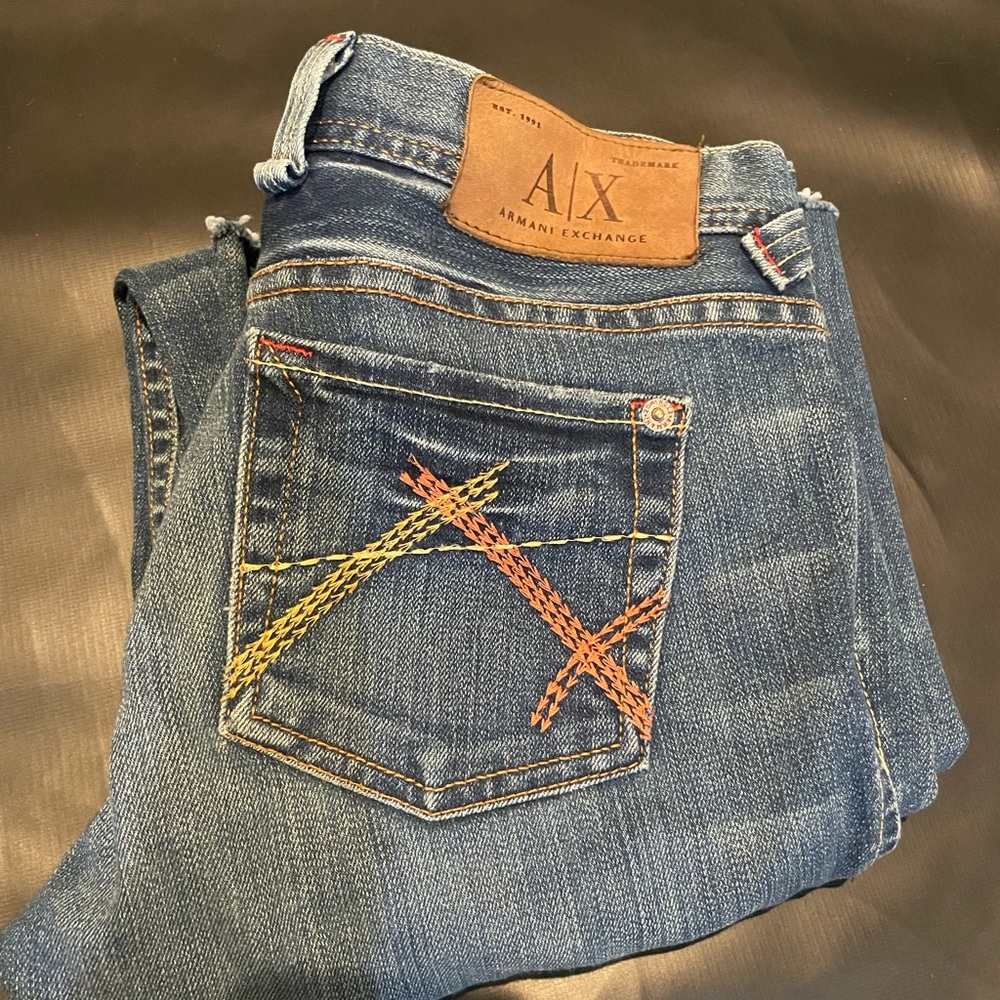 Armani exchange 2-short, blue jeans.